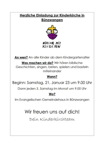 Kinderkirche – 12.23