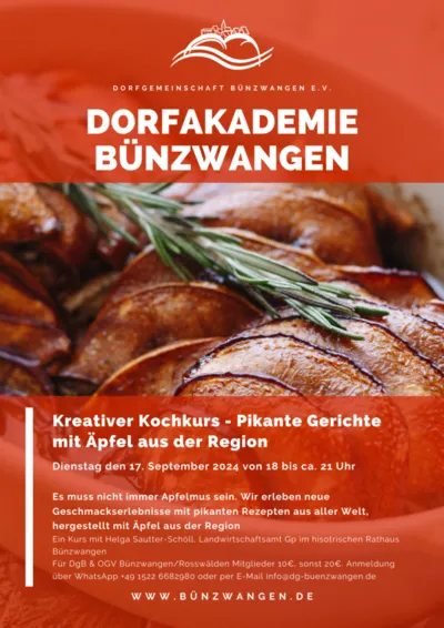 Kreativer Kochkurs – Pikante Gerichte mit Äpfel aus der Region